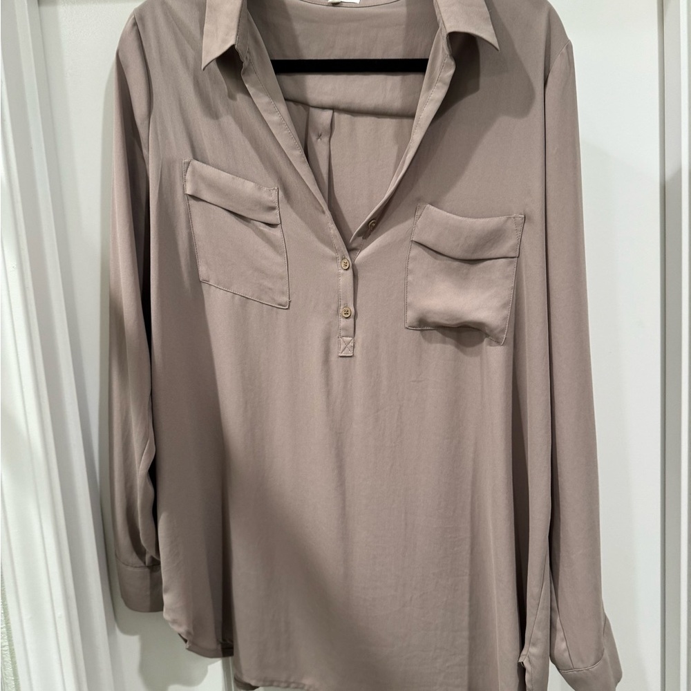 Women’s Tan Button Down blouse